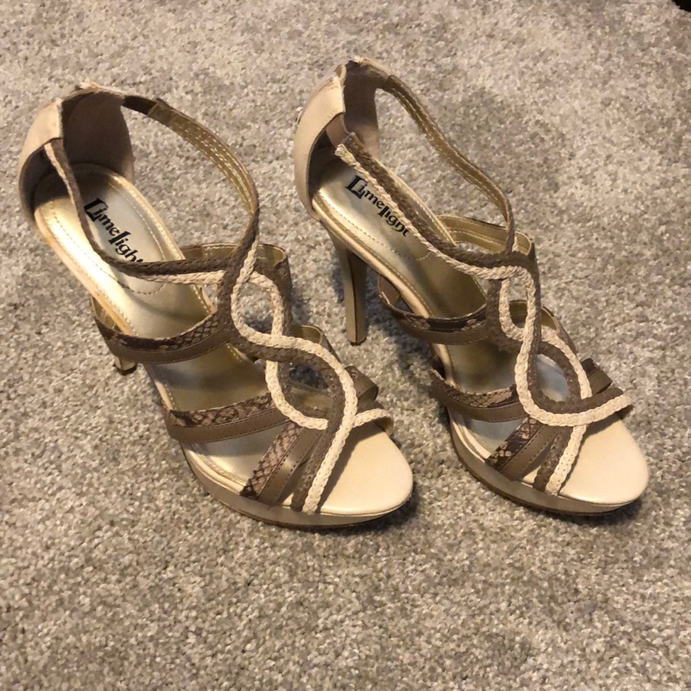 Beige snakeskin heels